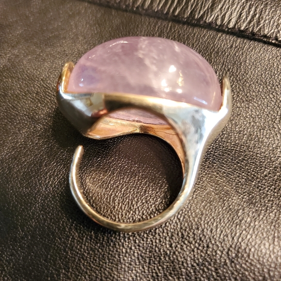 Rose quartz Italian silver ring  adjustable - Picture 4 of 4